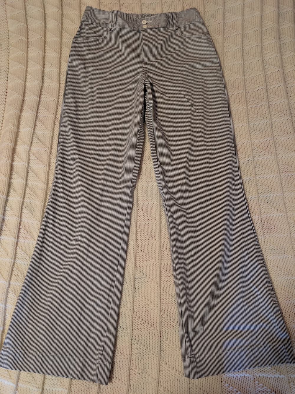 White Stag Blue & White Vertical Stripe Wide-Leg Pants